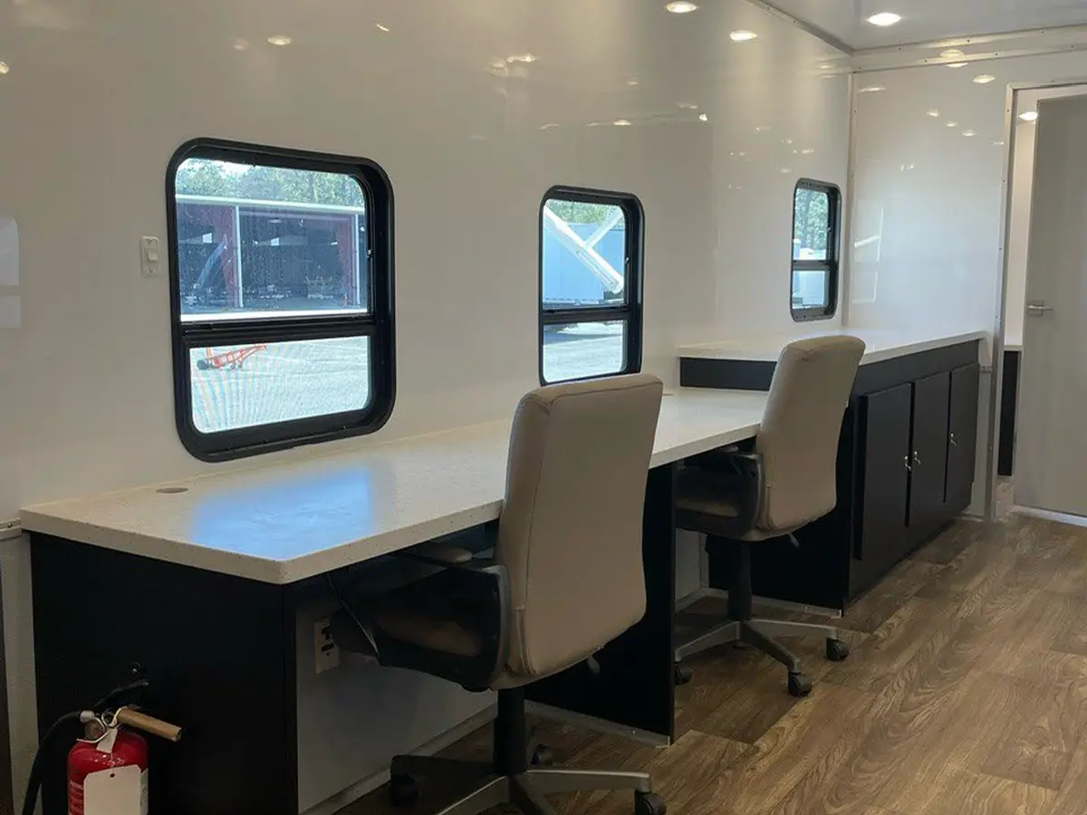 Interior of a mobile command and office trailer