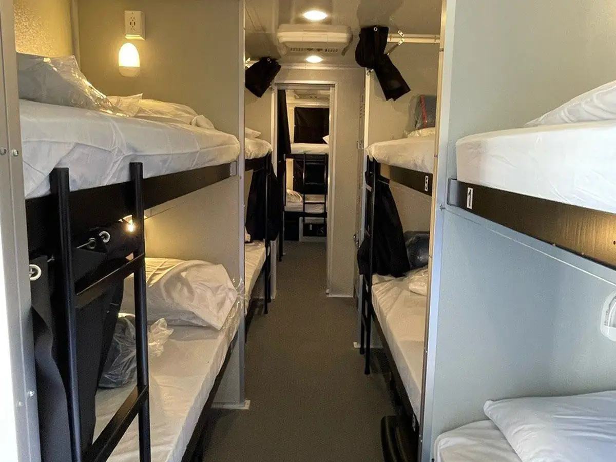 Bunk billeting inside a sleeper trailer