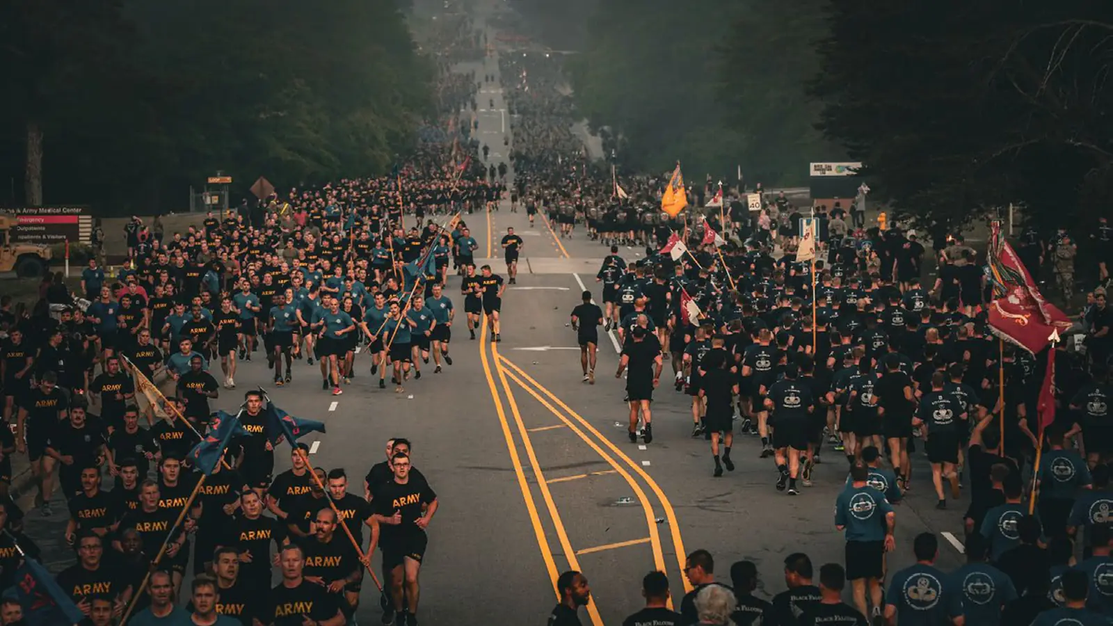 Large formation run on a military installation