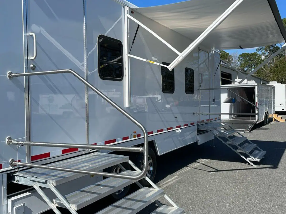 ADA restroom trailer at a federal facility